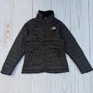 The North Face Girls Reversible Mossbud Swirl Jacket Size Medium 10/12 Black
